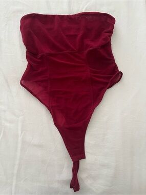 Meshki Strapless Bodysuit in Burgundy